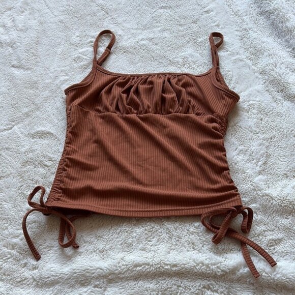 SHEIN Brown Fitted Ribbed Cropped Tank Small - Picture 1 of 5